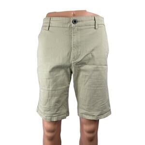 Topman Men's Cream Beige High Rise Slim Fit Straight Leg Chino Khaki Shorts 36